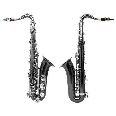 Imagem de Instrumento de saxofone saxofone tenor latão Bb tom saxofone profissional instrumento de sopro de madeira com suporte de capa acessórios de palheta (A)