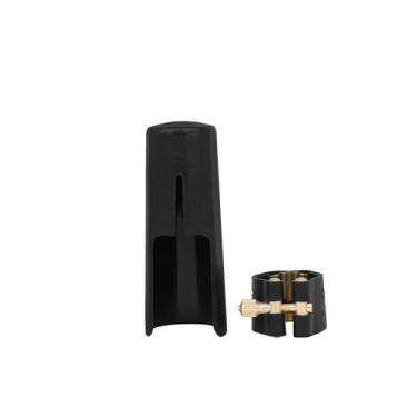 Imagem de Acessórios profissionais de saxofone saxofone profissional conjunto de grampo de fivela de couro acessórios de instrumento de sopro de madeira clipe de tampa de ligadura de bocal (cor: soprano)