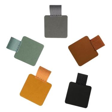 Imagem de Pacote com 5 porta-canetas para notebook – conjunto autoadesivo para caneta, suporte elástico para cadernos, agendas, uso no escritório (cinza, marrom, preto, laranja)