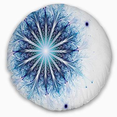 Imagem de Designart Fractal Azul Claro Arte Digital Sala de Estar Redonda, Sofá, Almofada de Alta Qualidade + Capa de Almofada Impressa em ambos os lados 50 cm
