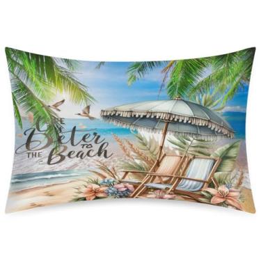 Imagem de Fronha Queen Size de cetim de seda para cabelo e pele, macia, antiderrapante, refrescante, casual, verão, litoral, com fecho de envelope para dormir, mulheres, homens, crianças, 50 x 76 cm, 1 peça