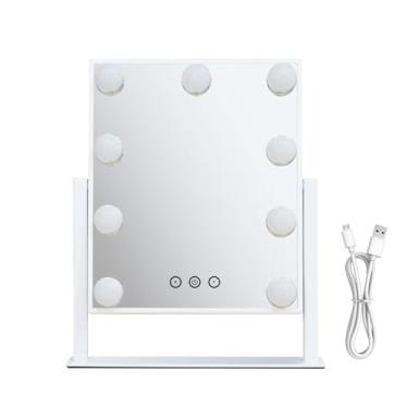 Imagem de Espelho De Maquiagem Com Luzes,Recarregável Regulável Decoração de Mesa | Espelho de Maquilhagem LED para Casa de Banho | Para Mulheres E Raparigas Mãe Filha Casa De Banho Quarto