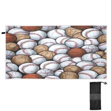 Imagem de ATTX Toalha de praia com padrão de bolas de beisebol 76 x 152 cm - Cobertor leve de microfibra resistente à areia de secagem rápida para piscina, ioga, academia e viagens | Esportes de banho de