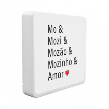 Imagem de Luminária Box Slim Mozão USB, Luz LED 5W, Decorativa, Polietileno, 20x18x5 cm, Bivolt, com Interruptor e Cabo USB 1,2m, para Quarto e Escritório