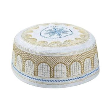 Imagem de Touca De Oração Para Homens Muçulmanos Em Algodão Com Bordado Islâmico