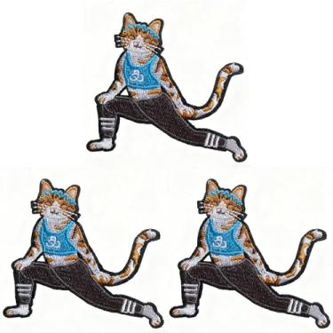 Imagem de U-Sky Costurar ou passar a ferro em adesivos Embriderados | Vários adoráveis designs de gatos de pelo curto com aplique | Adequado para jaquetas, bolsas, chapéus, jeans, artesanato DIY | Pacote com 3