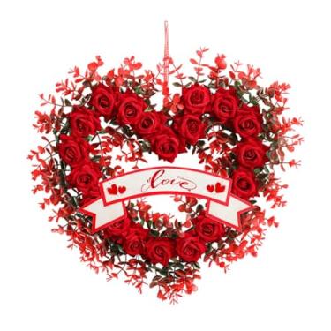 Imagem de IEUDNS Guirlanda de Dia dos Namorados com Placa Decorativa "Amor" para Porta de Entrada, Enfeite para Celebração de Casamento