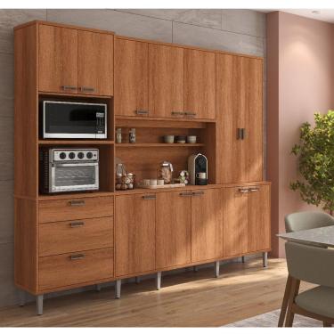 Imagem de Armário De Cozinha 12 Portas 3 Gavetas Pulse Jequitibá - Lukaliam