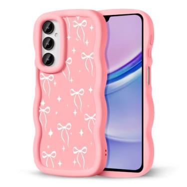 Imagem de CASBST Capa de telefone compatível com Galaxy A15 5G para mulheres e meninas, moldura ondulada encaracolada com estampa fofa, capa de telefone à prova de choque de silicone macio e estética para