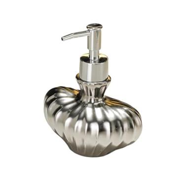 Imagem de Dispensador de sabão Dispensador de sabonete líquido de cerâmica de luxo, dispensador de loção para uso doméstico, 250ml(Silver)