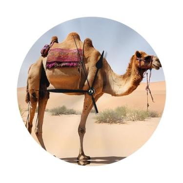 Imagem de ZERAOKE Camel - Relógio de parede redondo moderno - silencioso sem tique-taque operado por bateria, decoração de mesa ou parede para sala de estar, quarto, escritório.