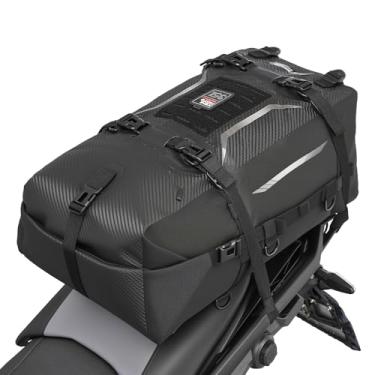 Imagem de KEMIMOTO Bolsa traseira de motocicleta impermeável de 35 L, bolsa de selim de motocicleta, bolsa seca, bolsa de bar/sissy, bolsa de viagem, aventura, esporte, motocicleta, suporte traseiro,