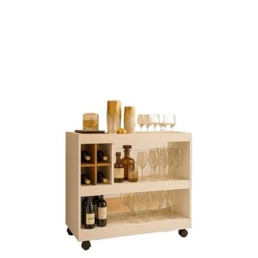 Imagem de Aparador De Sala De Estar Com Gavetas, ArmáRio Para Vinhos E RodíZios(off white/nature)