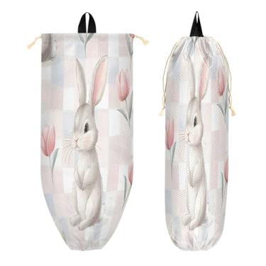 Imagem de xigua Suporte de saco plástico de coelho de desenho animado com cordão 1 pacote, organizador de sacolas de supermercado reutilizável para bolsas, meias, roupas íntimas e gravatas
