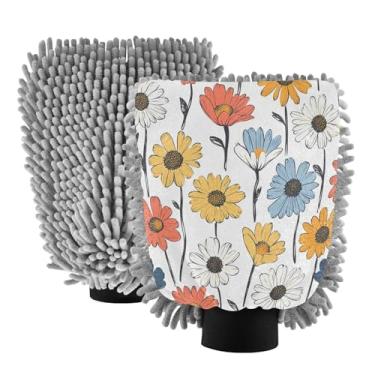Imagem de STAYTOP Lindas luvas coloridas para lavagem de carro, 2 peças, luvas de microfibra de chenille, sem arranhões, panos de esponja de lavagem ultra absorventes para carros, limpeza doméstica - M