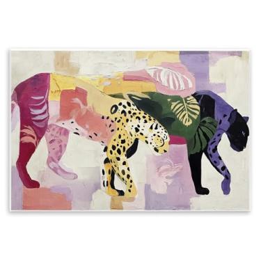 Imagem de Stupell Industries Arte de placa de parede de vida selvagem tropical Candy Cats, design por Annabelle Hall, 25 x 38 cm