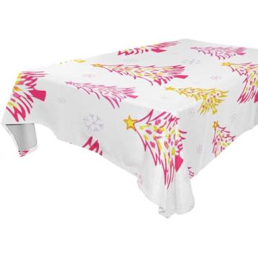 Imagem de Burbuja Toalha de mesa de árvore de Natal, toalha de mesa quadrada anti-rugas grossa para decoração de jantar, cozinha, festa, 137 x 137 cm