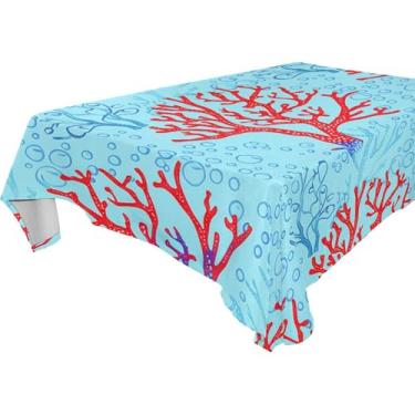 Imagem de Burbuja Toalha de mesa Corals, toalha de mesa quadrada anti-rugas grossa para decoração de jantar, cozinha, festa, 152 x 152 cm