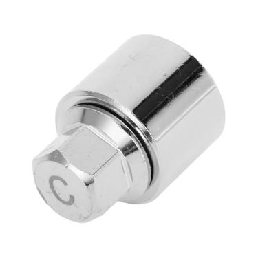 Imagem de VekAuto Trava de roda de veículo compatível com VW para Skoda, durável tipo C liga de aço cromado tom prata anti-roubo parafuso remoção chave soquete