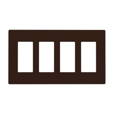 Imagem de Placa decorativa decorativa para interruptores de luz marrom café 4 Gang Quad Rocker/GFCI/Decorator, placa decorativa sem parafusos