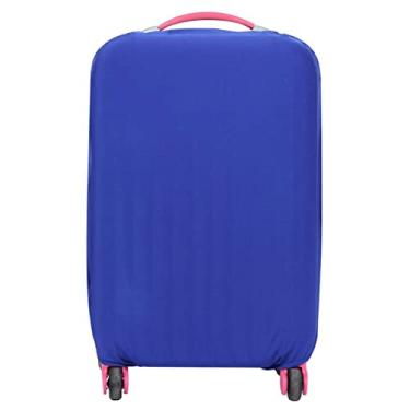 Imagem de Capa de Bagagem Viagem Mala Elástica Tecido Altamente Elástico Lavável Contra Sujeira e Arranhões Abertura na Parte Superior para Uso do Cabo Fita Fechamento Adesivo Cinto Fácil Instalar Reconheciment