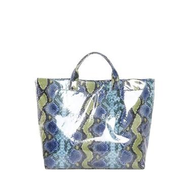 Imagem de Lushandy Sacola feminina com estampa de letras grandes, bolsa de plástico com estampa animal, bolsa moderna de pvc, bolsa Y2K Hobo