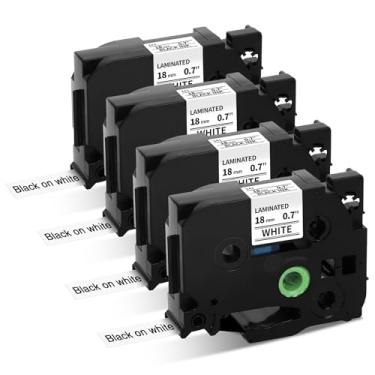 Imagem de Buyalot Fita adesiva TZ-s241 18 mm 3/10.2 cm (1.8 cm) compatível com Brother P-Touch TZE-S241 refil branco laminado adesivo forte para impressora PTD400 PTD600, 8 m, pacote com 4