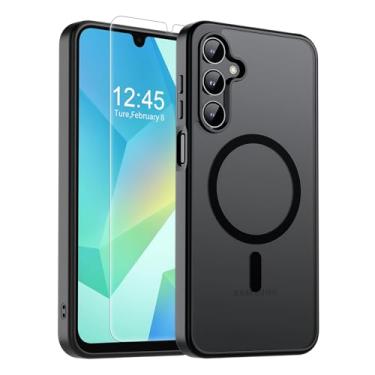 Imagem de SUPFINE Capa magnética para Samsung Galaxy A16 5G com película protetora de tela, (compatível com MagSafe) (proteção contra quedas de grau militar), fina, translúcida, à prova de choque, preta