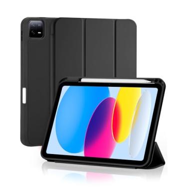 Imagem de Capa para Xiaomi Pad 6/6 Pro 11 Polegadas 2023 Capinha com Compartimento para Caneta Stylus Três Dobras Case Traseira em TPU Macio Função de Ativação/Suspensão Automática - Preto