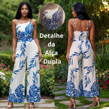 Imagem de Macacão Feminino Longo elegante alça dupla regulável luxo primavera ve