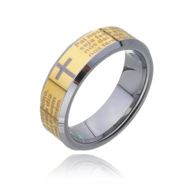 Imagem de Anel oração Pai Nosso tungstênio Gold Unissex não descasca (12)