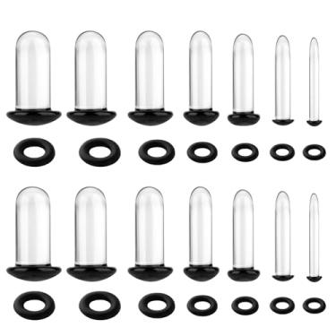 Imagem de TRESSON Kit de alongamento de orelha de vidro, 7 pares/14 peças, confortável, sem dor, com anéis de vedação, kits de alongamento de vidro único, expansor de orelha, piercing corporal, joias para