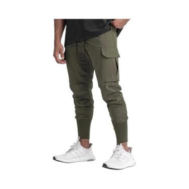 Imagem de Calças De Fitness Masculinas Em Camuflagem, Rápido Secagem, Elásticas,