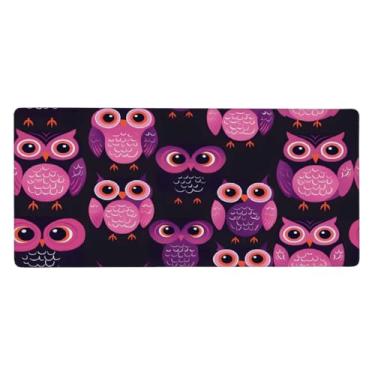 Imagem de Tapete de rato com olhos de coruja de animais grandes, à prova d'água, tapete protetor de mesa estendido para computador, base de borracha antiderrapante para escritório, computador, teclado, laptop e