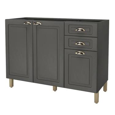 Imagem de Balcão Pia 120Cm 3 Portas 2 Gavetas Indekes Firenze Cinza