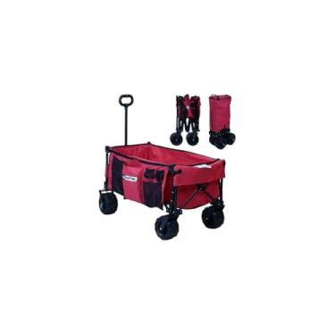 Imagem de Carrinho de Carga Dobrável Multiuso, Estrutura em Aço, Vermelho, Capacidade 80kg, com Bolsa de Transporte, 92x49x89cm
