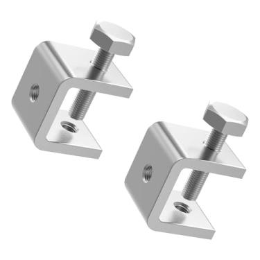 Imagem de FOCMKEAS 2 peças resistentes 30 mm cinza 304 aço inoxidável grampos C de alto desempenho pequeno braçadeira de parafuso, com mandíbula larga estável e design de viga I, adequado para madeira