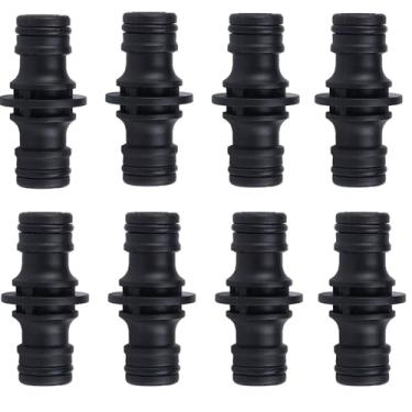 Imagem de Conectores duplos de mangueira macho 8PCS Juntores de tubos de jardim para sistemas de irrigação e rega Conectores duplos masculinos à prova de vazamentos para extensão (black)