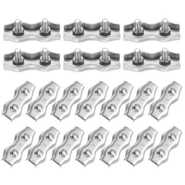 Imagem de PATIKIL 20 peças de clipes de corda de fio M4, clipes de corda de fio duplex de aço inoxidável 304 braçadeira de cabo de parafuso duplo para corda de 1/8" (3 mm) de diâmetro para cordões, varal de