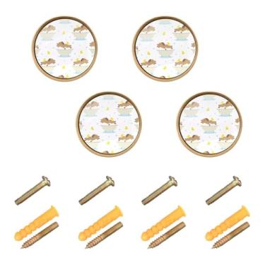 Imagem de Joisal Puxadores de banho capivara fofos para armários e gavetas, pacote com 4 puxadores de armário redondos, ferragens para armários de cozinha e gavetas