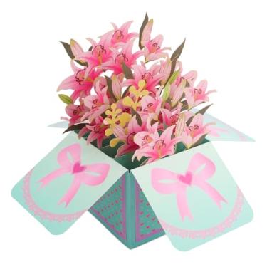 Imagem de Cartão Pop-Up com Flor de Lírio, Vibrante Floral 3D para Aniversário com Cartão de Mensagens e Envelope Ideal para Oferecer à Mãe Professora Avó Pai e Melhores Amigos.