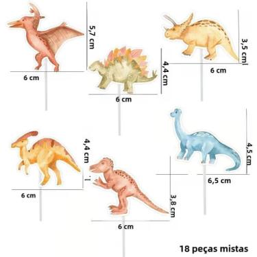 Imagem de Conjunto De Topper De Cupcake Temático De Dinossauro Para Festa De Ani