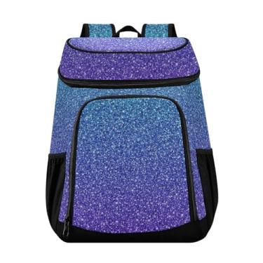 Imagem de Bolsa térmica portátil com glitter verde, roxo, 36 latas, mochila de praia para trabalho, piqueniques, acampamento, caminhada