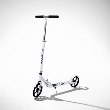 Imagem de Patinete Infantil Juvenil Dobrável com Freio Traseiro e Altura Regulável (Branco)