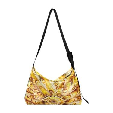 Imagem de GAIGEO Bolsa de ombro masculina de couro Arrow to the Heart on Valentine's Day, bolsa de ombro transversal de couro com zíper, Tie Dye amarela, One Size