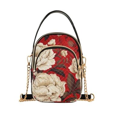 Imagem de GAIGEO Abstract Cactus Bolsa tiracolo feminina, bolsa de ombro pequena, bolsa transversal de outono, Floral com flores brancas e pretas - 3, One Size