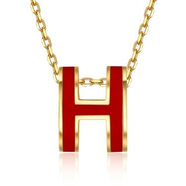 Imagem de BUENAVO Colar feminino com design clássico banhado a ouro 18K esmaltado com pingente feminino colorido e opcional, Large size, Banhado a ouro 18K, Sem Pedra Preciosa