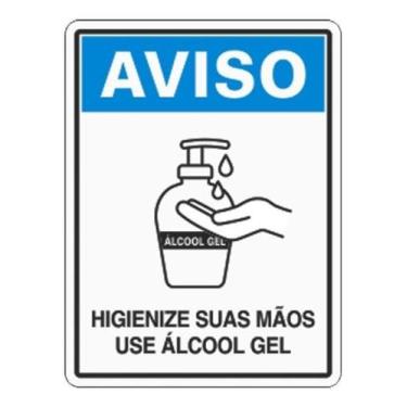 Imagem de Placa Álcool Gel E Higienize Suas Mãos 15x20cm Poliestireno - Sinalize