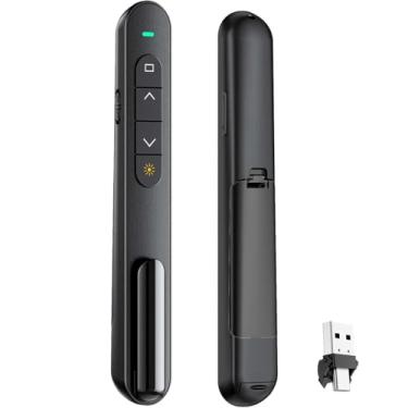 Imagem de Clicker de apresentação para PowerPoint, RF 2,4 GHz USB C sem fio apresentador remoto com controle de volume, PowerPoint Clicker Slide Advancer para Mac, Windows, Laptop, Keynote, preto