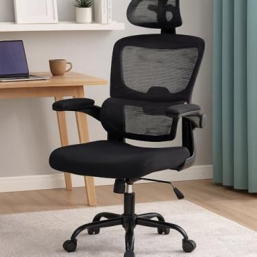 Imagem de Cadeira Gamer Giratória para Escritório, Malha Tecnológica, Preta, Suporte Lombar Fixo, Encosto de Cabeça, Inclinação 90-120°, Altura Ajustável 118-128cm, Capacidade 120kg